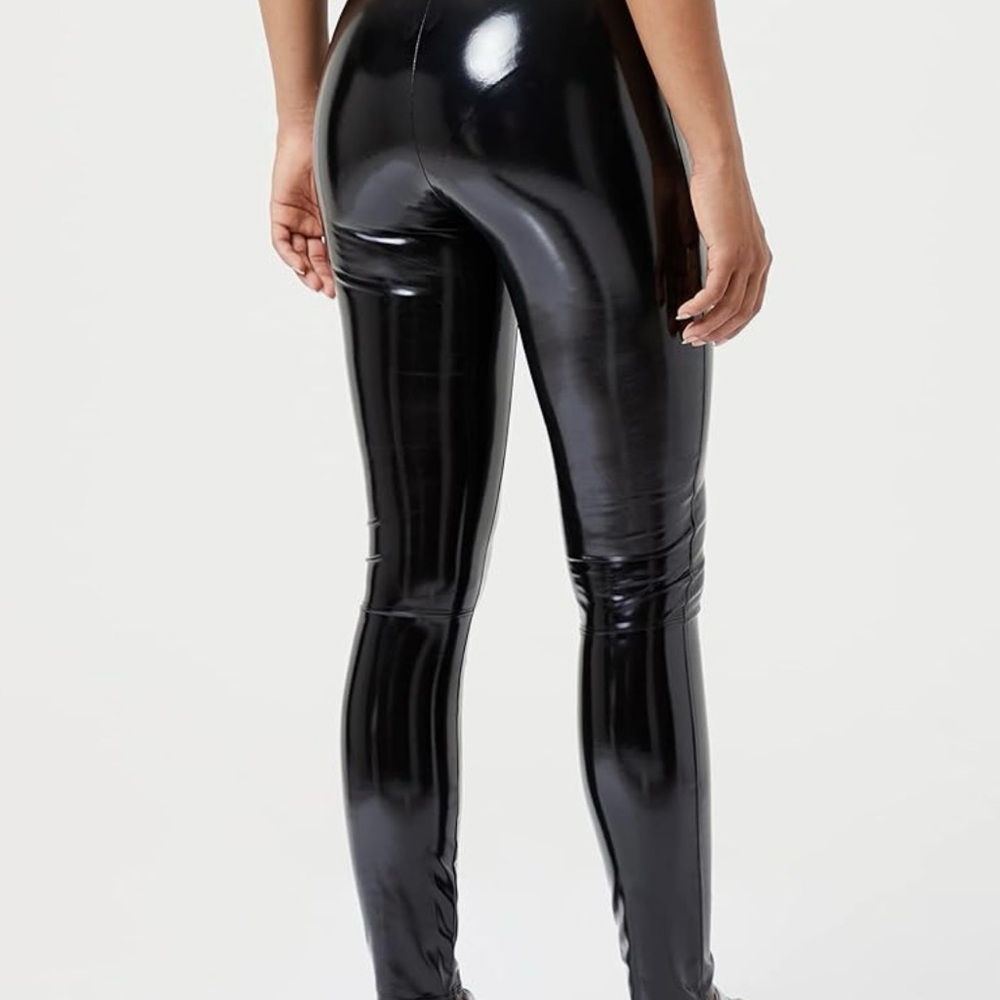 Spanx Black High-Shine leather Women's Pants size M